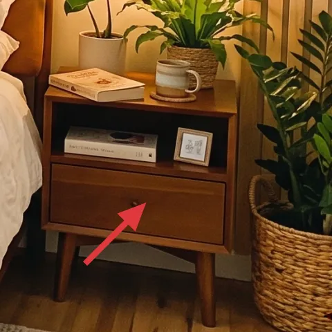 bedside nightstand with drawer (right)
