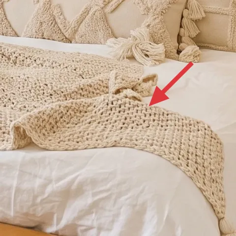 cream knitted throw blanket