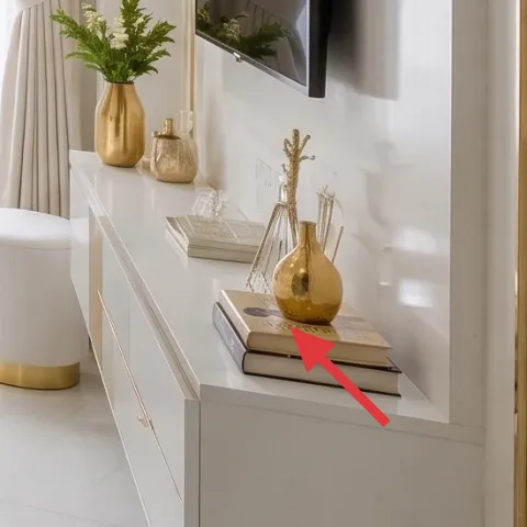 dried floral arrangement in gold vase