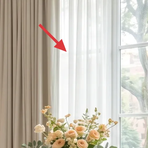 beige curtain panels