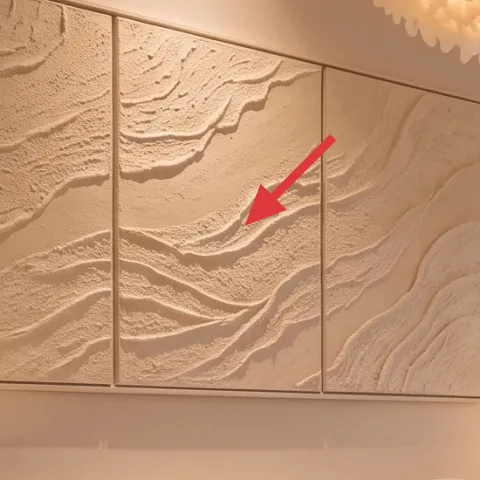 textured art triptych in frame