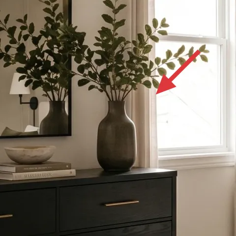 potted plant on side table