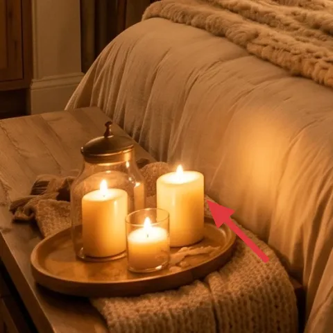 candles on tray