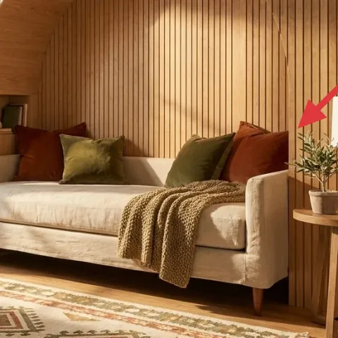 table lamp with beige shade